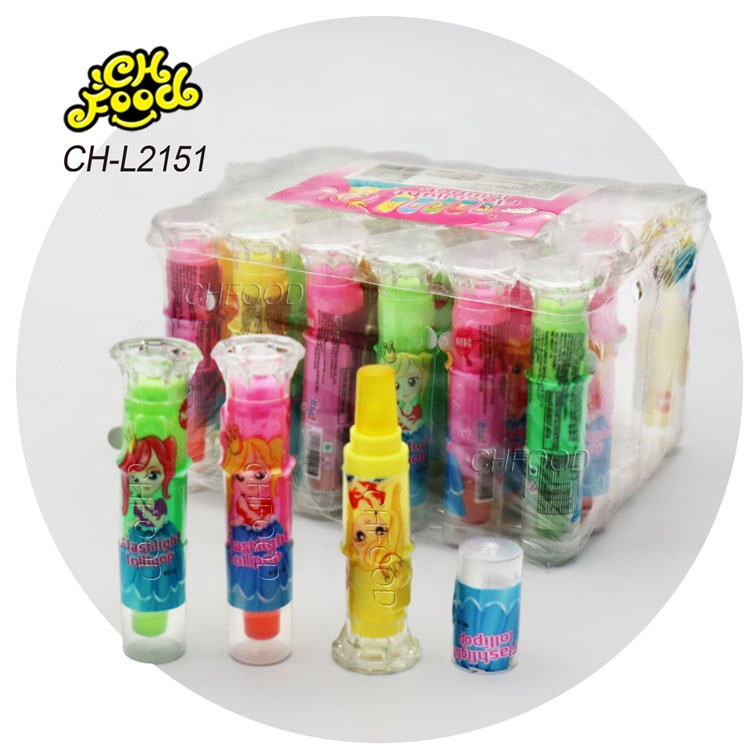 China Supplier Plastic Electric Light Toy Small Flashlight Toy Hard Candy Lollipop for Children Halal Kids Candy Snack
