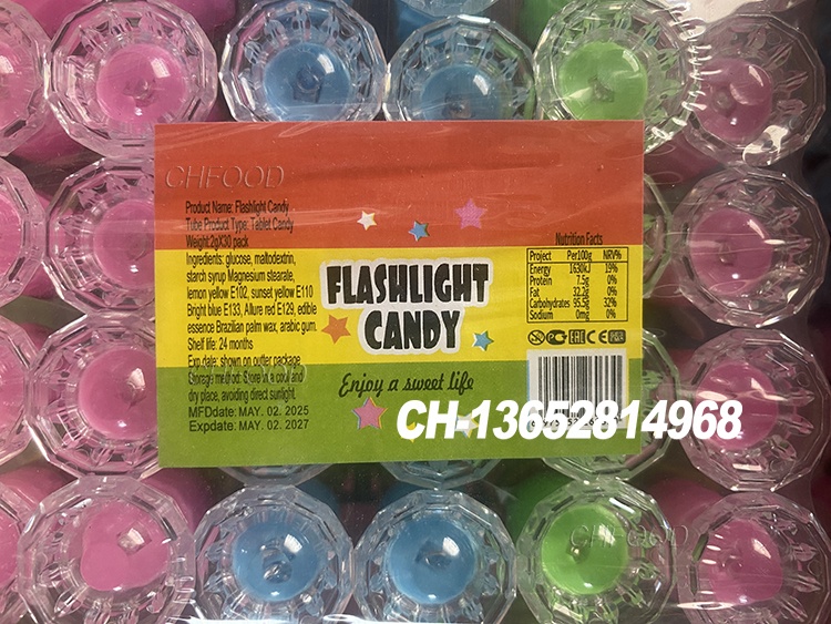 2024 New Hot Selling Cheap Small Mix Color Plastic Diamond Shape Flashlight Toy Candy for Kids Funny Toy with Candy Sweets