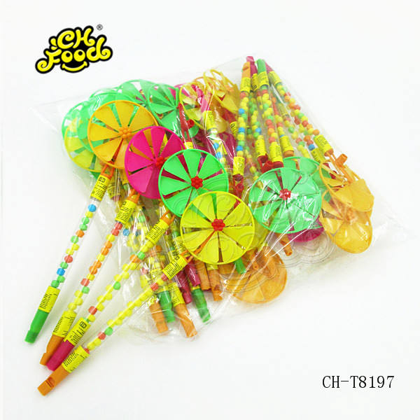 Cheap Plastic Long Stick Windmill Toy Candy For Kids