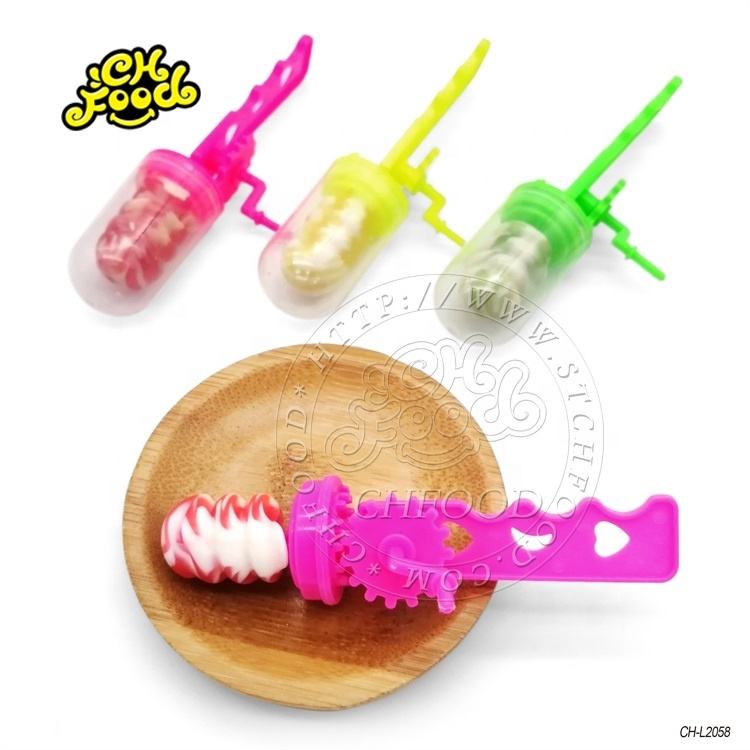 Novelty Manual hand rotated lollipop toy candy Mix Fruit Flavor hard candy