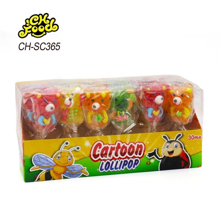 Wholesale and Custom Sugar Coated Cartoon Shape Jelly Gummy Candy Sweets Soft Candy Lollipop
