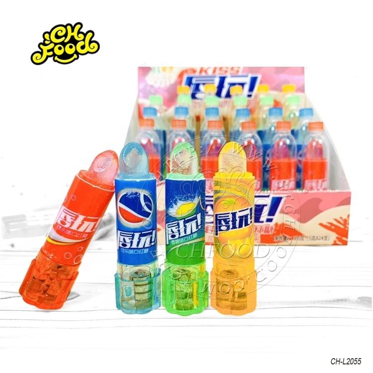 Cola Bottle LED Light Up Lipstick Lollipop Fruit Hard Candy