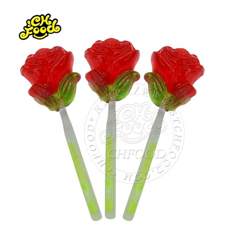 Custom Valentine's Rose Lollipops Flower Shape Hard Candy Sweet Halal