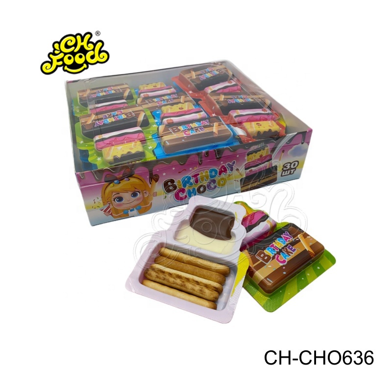 Birthday Cake Shape Chocolate With Finger Biscuit