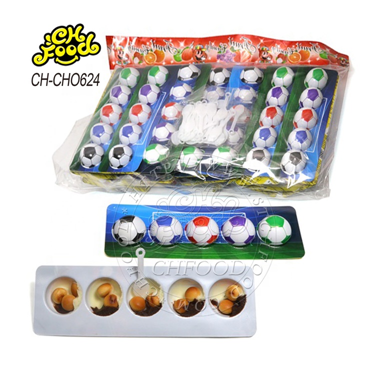 Halal Cartoon Football Ball Chocolate Candy with Mini Biscuit Chocolate Custom Wholesale for Children