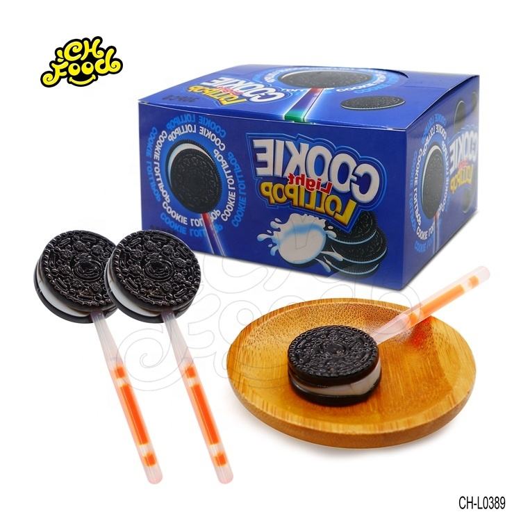 CHFOOD halal Fluorescent Sandwich cookies Lollipop With Glow Stick CH-L0389