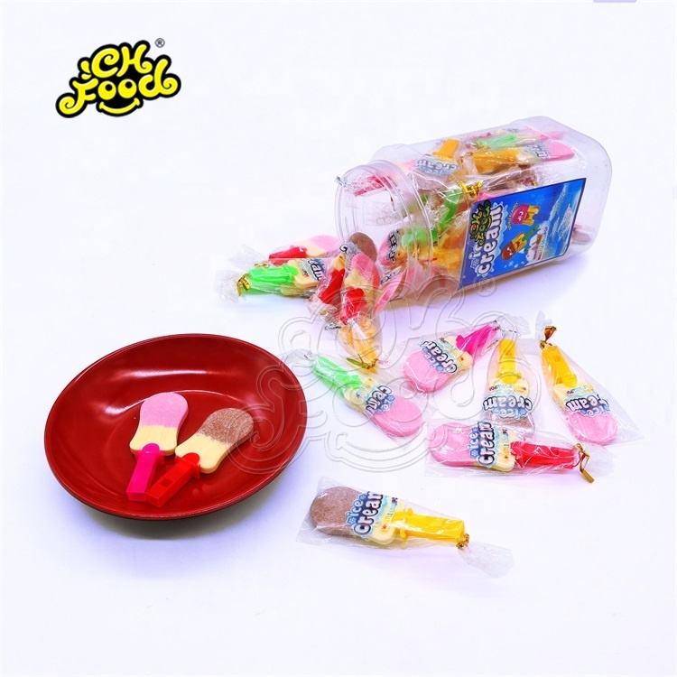 Strawberry /coffee And milk Flavour Ice Cream Shape Press Candy With Whistle/Lollipop candy CH-Y2215