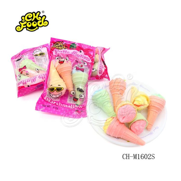 Halal Small Pop Ice Cream Shape Marshmallow Filled With Fruit Jam Candy Sweet