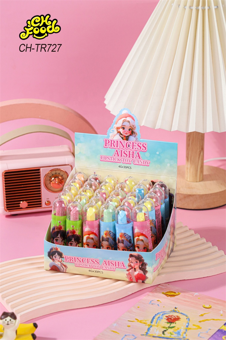 LOW MOQ Plastic Lipstick Toy with Fruit Flavor Tablet Candy for Kids