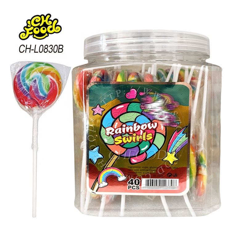 halal wholesale custom handmade twist rainbow sweet fruit flat big swirl lollipops wholesale hard candy