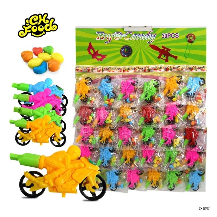 Hot Cheap Plastic Whistle Motorcycle Toy With Tablet Candy On Hang Boards
