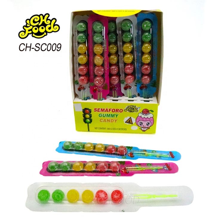 Halal Sugar Coated Traffic Light Fruit Flavor Gummy Jelly Candy Sweets for Kids Wholesale and Custom Soft Sweets Snack Food
