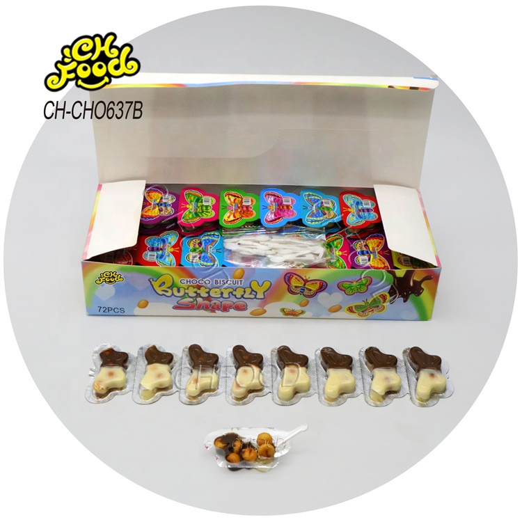 Butterfly Chocolate Biscuits Box Packing Funny Chocolate Candy Toy for Kids Mini Cartoon Chocolate Biscuits Cup Halal Snack OEM