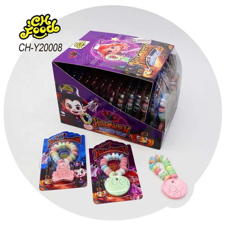 ODM Halloween Bracelet Candies Custom Colorful Sweet Edible Fruit Flavor Skull Pumpkin Tablet Candy for Kids