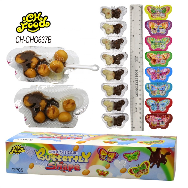 Butterfly Chocolate Biscuits Box Packing Funny Chocolate Candy Toy for Kids Mini Cartoon Chocolate Biscuits Cup Halal Snack OEM