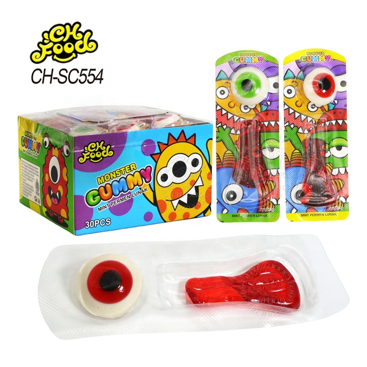 Halloween Candy Eyes and Tongue Shape Soft Gummy Sweet Candy OEM Popular Candy