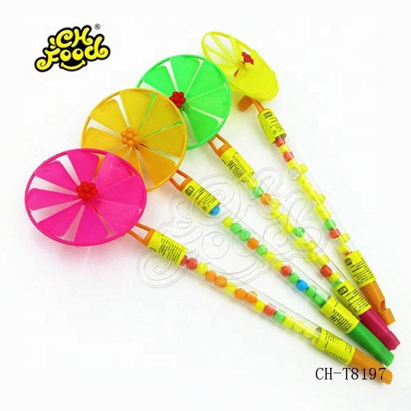 Cheap Plastic Long Stick Windmill Toy Candy For Kids