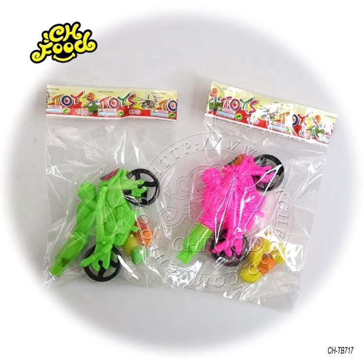 Hot Cheap Plastic Whistle Motorcycle Toy With Tablet Candy On Hang Boards
