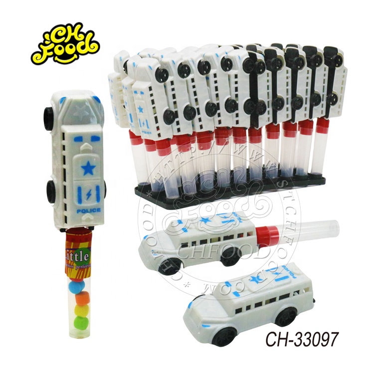New Plastic Police Car Toy Fire Truck Car Toy with Fruit Tablet Candy