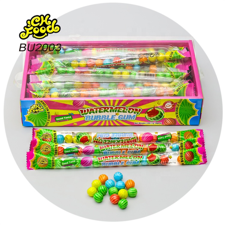 OEM Mix Fruit Flavor Watermelon Bubble Gum Ball Chewing Gum Wholesale Halal Ball Sweets Gum Snack Food for Kids
