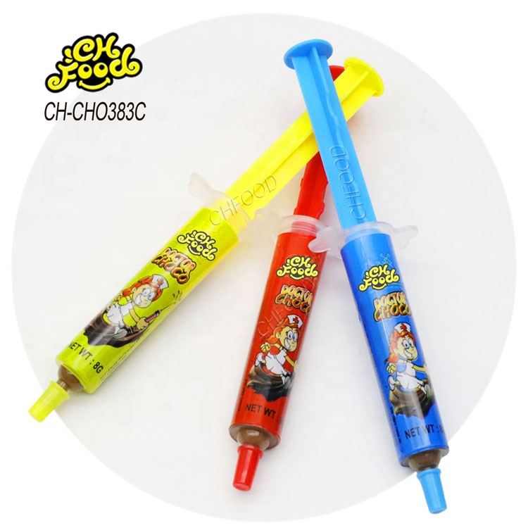 Wholesale and Custom Chocolate Jam Syringe Candy Toys for Kids Chocolate Pen Liquid Candy Sweets