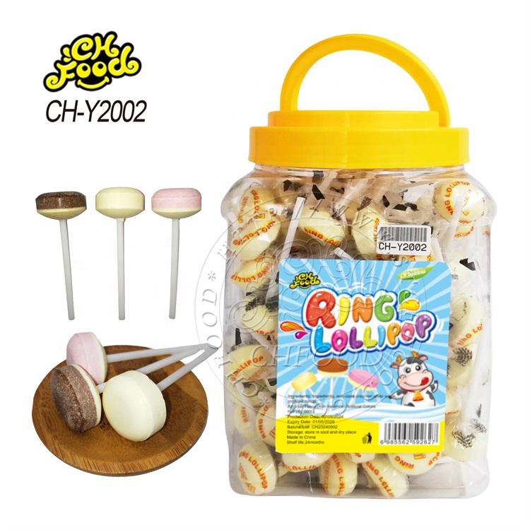 Milk Chocolate Strawberry Flavor Ring Lollipop Hard Tablet Candy Pressed Candy Halal