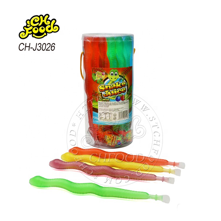 Wholesale Cute Cartoon Snake Shape Jelly Candy for Children OEM China Jelly Pudding Candy Sweets Halal