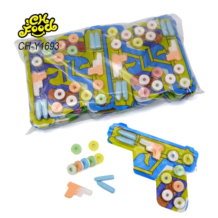 New Item Gun Shaped Colorful Whistle Candy With Bullet Pressed Candy