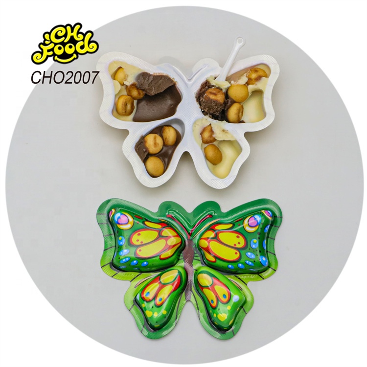 Custom Butterfly Shape Mini Biscuit Ball with Chocolate Jam Wholesale Sweet Candy Toy Snack Food for Children