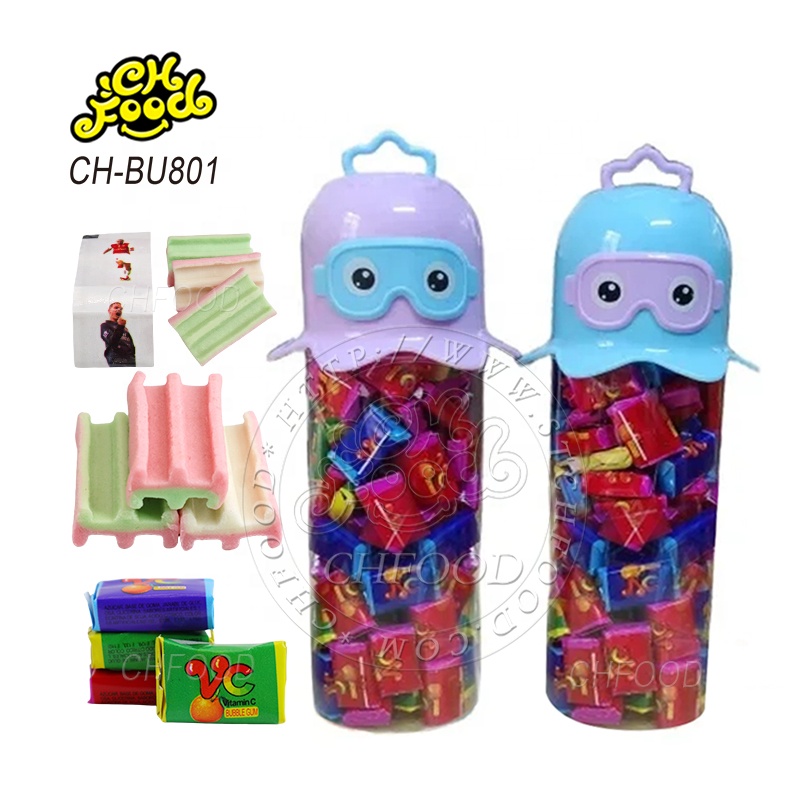 Best Selling OEM Fruit Flavor VC Tattoo Bubble Gum in Water Drinking Bottle Wholesale Halal Chewing Gum Sweets Candy for Kids