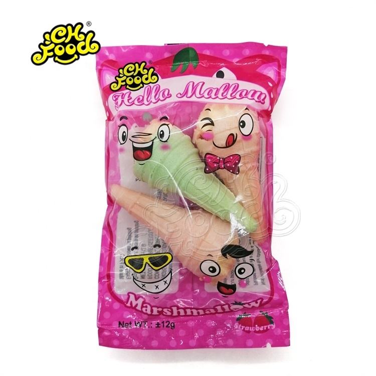 Halal Small Pop Ice Cream Shape Marshmallow Filled With Fruit Jam Candy Sweet