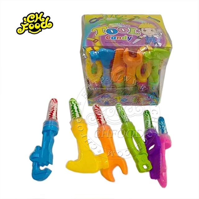Funny Tool Shape Halal Mixed Fruit Flavor Hard Candy Lollipop Kids Candy Toys