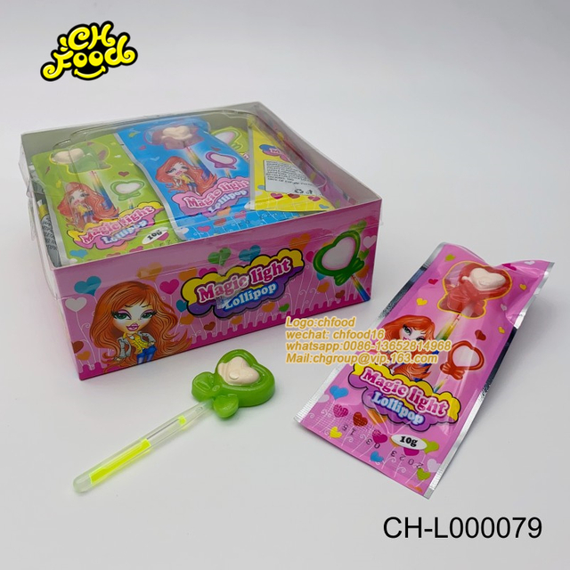 Magic Light Lollipop Heart Shaped Lollipop with Glow Stick