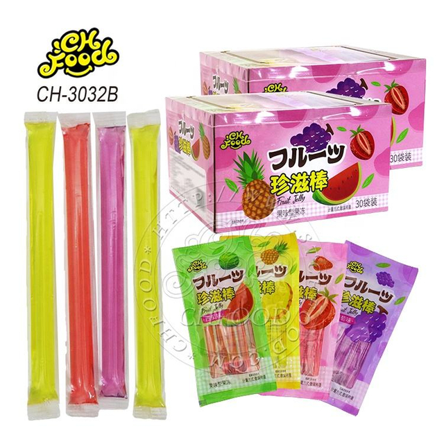 Wholesale Mix Fruit Flavor Jelly Stick Candy for Children OEM China Jelly Pudding Candy Sweets Halal Pop Candy