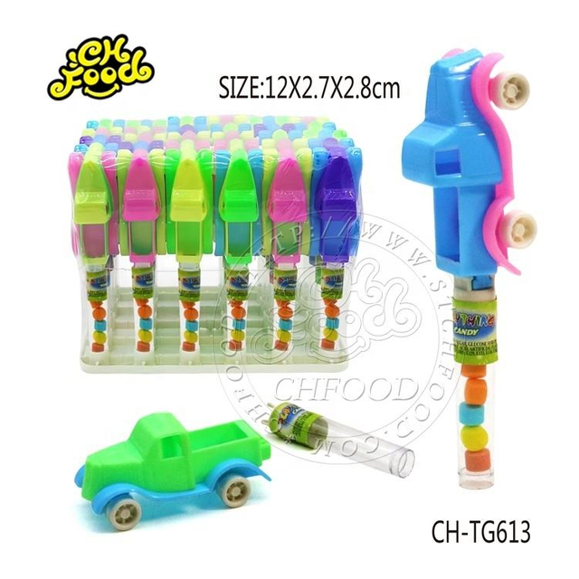 Custom Cheap Small Plastic Small Car Toy with Tablet Candy for Boy