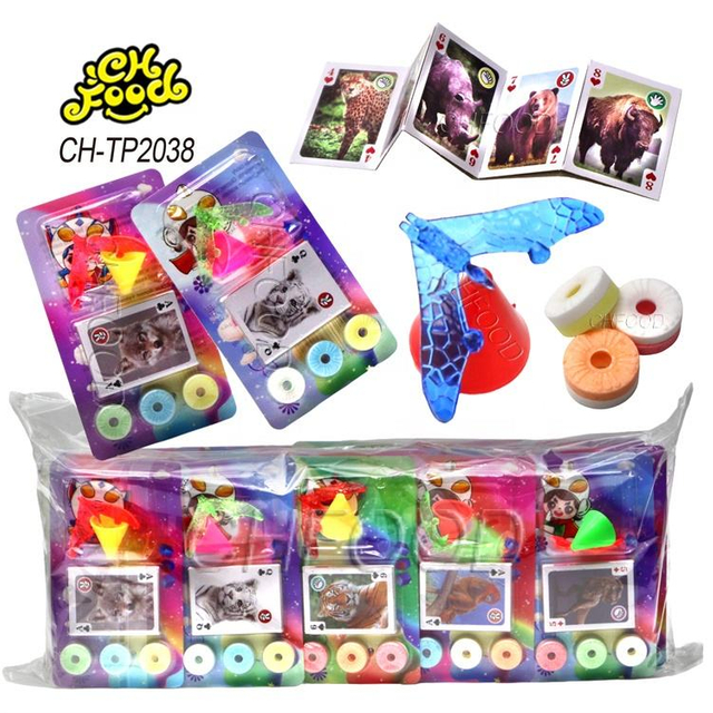 Low MOQ Wholesale 3in1 Fruity Whistle Tablet Hard Candy and Balancing Bird Toy with Card Toy OEM Candy Toy for Kids