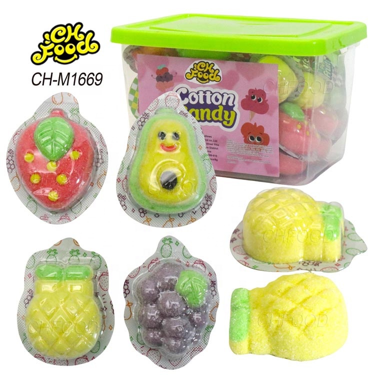 Custom Cute 3d Fruit Shaped Marshmallow Candy Wholesale and OEM Cartoon Shape Halal Sweets Cotton Candy