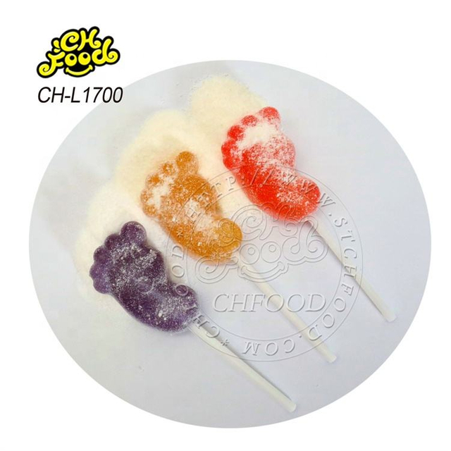 Halal Funny Foot Shape Lollipop With Sour Powder Candy