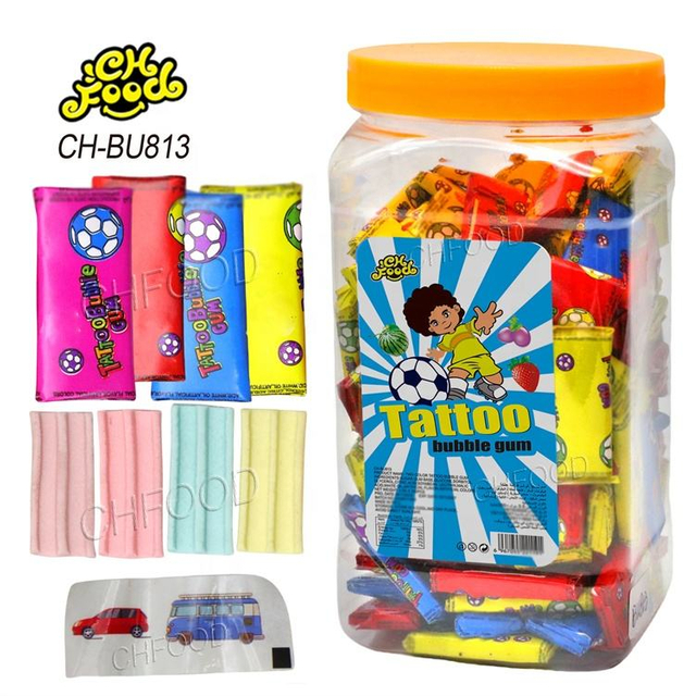 Tattoo Bubble Gum Fruit Flavor Chewing Gum Candy Sweets Wholesale and OEM