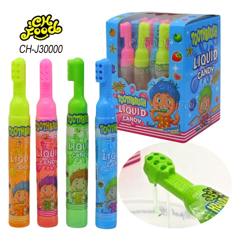 Low MOQ Wholesale Toothbrush Shape Fruity Jam Liquid Candy Toys for Kids Custom China Halal Candy Sweets
