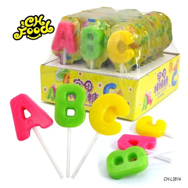 ABC Letter Shape Lollipop Sweet Fruit Flavor Hard Candy From China