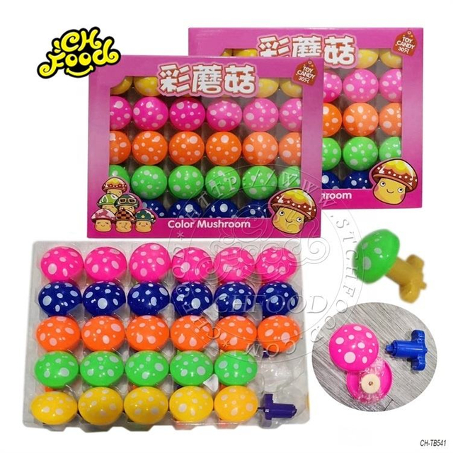 Mushroom Shape Spinning Top/Gyro Toy With Whistle Tablet Candy