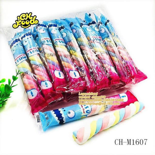 Halal Colored Rainbow Rope Twist Marshmallow