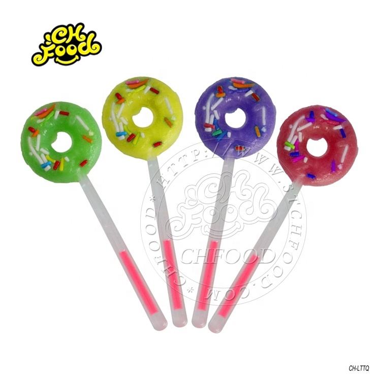 Pop Fruit Flavor Doughnut Glow Stick Lollipop Donut Lollipop Hard Candy
