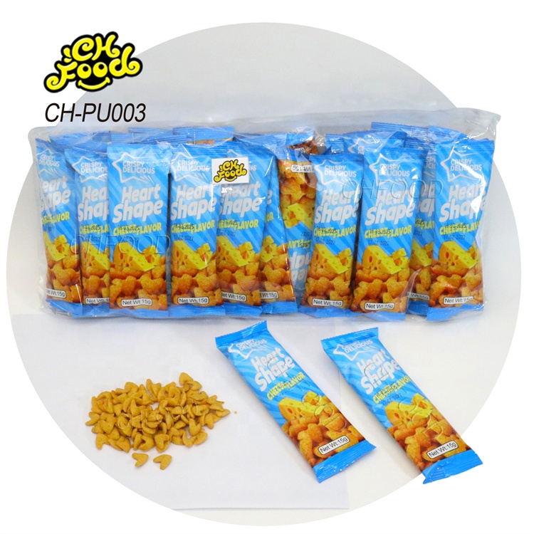 Wholesale Savory and Crispy Spicy BBQ and Cheese Flavor Heart Shape Puffed Food Halal for Kids