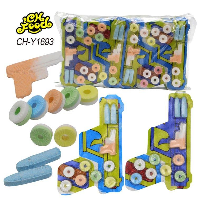 New Item Gun Shaped Colorful Whistle Candy With Bullet Pressed Candy