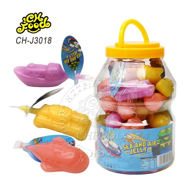 Wholesale Aircraft and tank and Ship Shape Jelly Candy for Children OEM China Jelly Pudding Candy Sweets Halal Pop