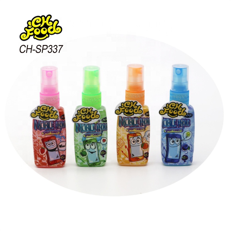 Wholesale Low MOQ Mobile Phone Sour Fruit Flavor Liquid Spray Candy Sweets for Kids