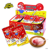 OEM Halal Strawberry Flavor Mini Flat Round Lollipop with Sour Powder Candy Custom Private Label Hard Candy Sweets for Kids