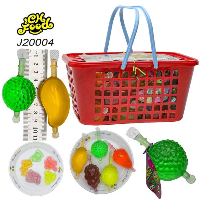 Basket Packing Fruit Shape Jelly Pudding Wholesale Mango Apple Strawberry Grape Pineapple Jelly Pudding Sweet